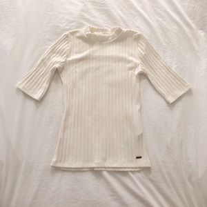 Ribbed mock neck top